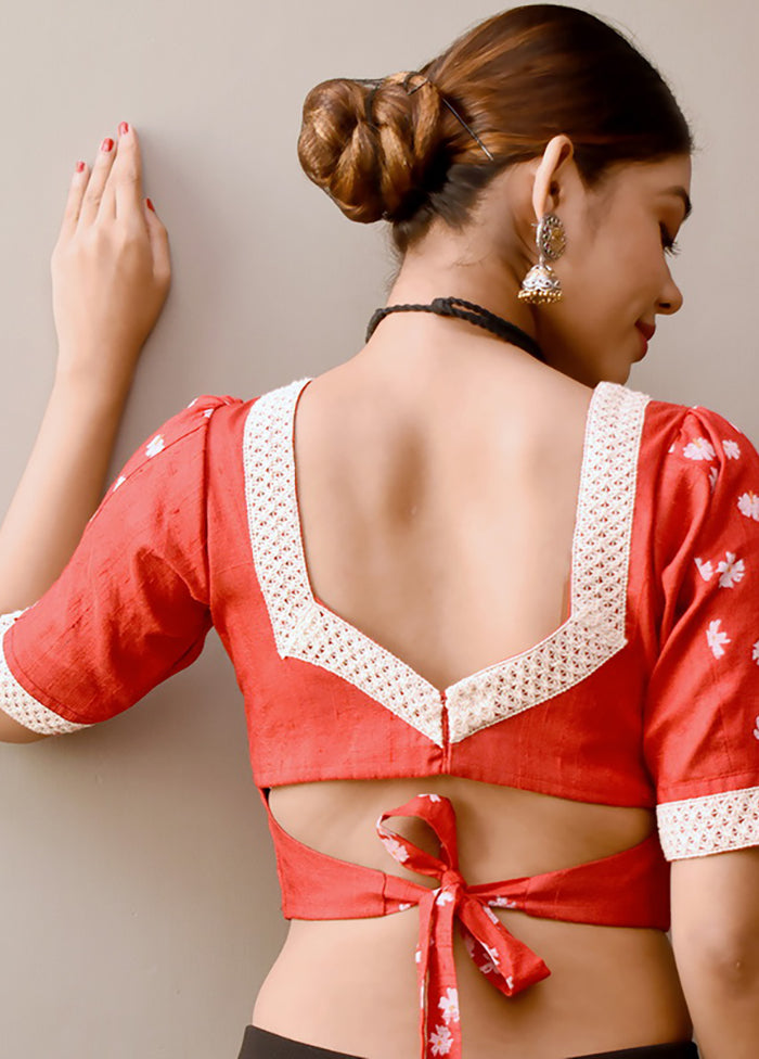 Red Silk Designer Blouse