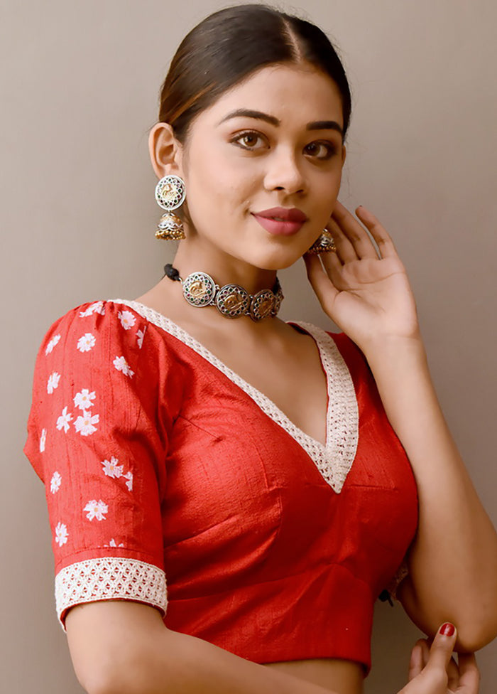 Red Silk Designer Blouse