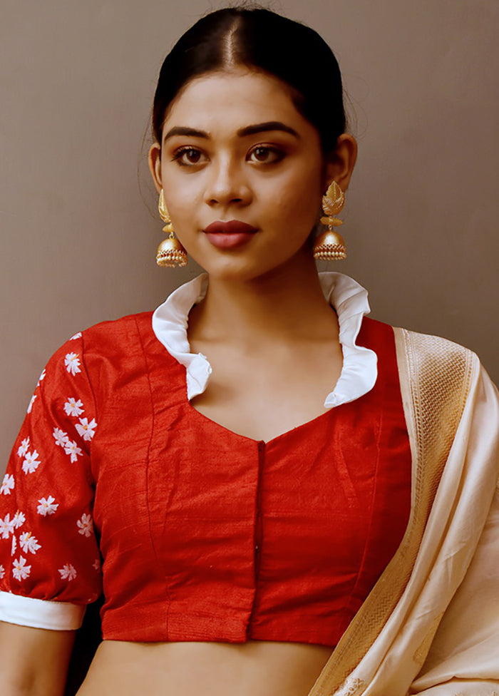 Red Silk Designer Blouse