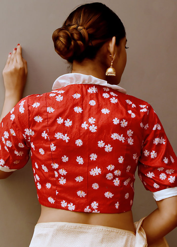 Red Silk Designer Blouse
