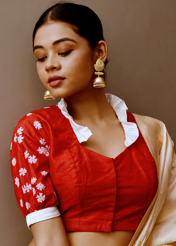 Red Silk Designer Blouse