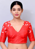 Red Silk Designer Blouse