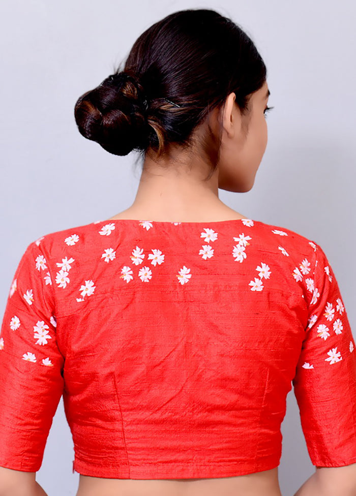 Red Silk Designer Blouse