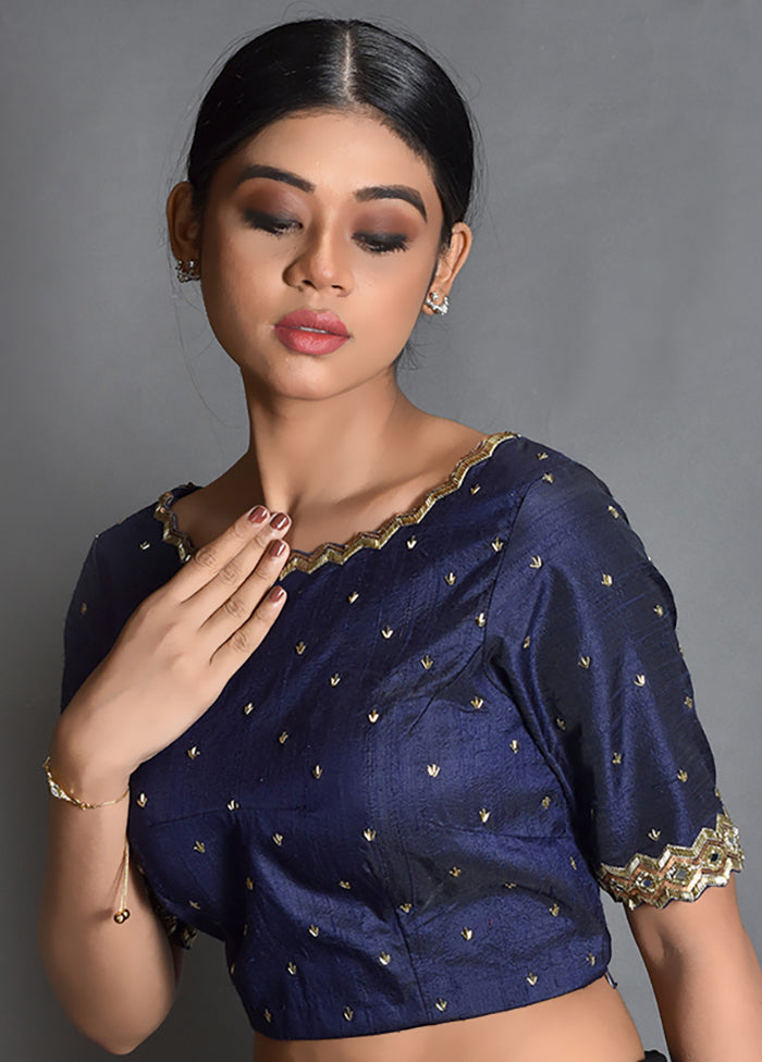 Blue Silk Designer Blouse