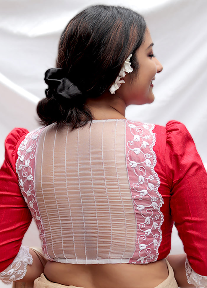 Red Silk Designer Blouse