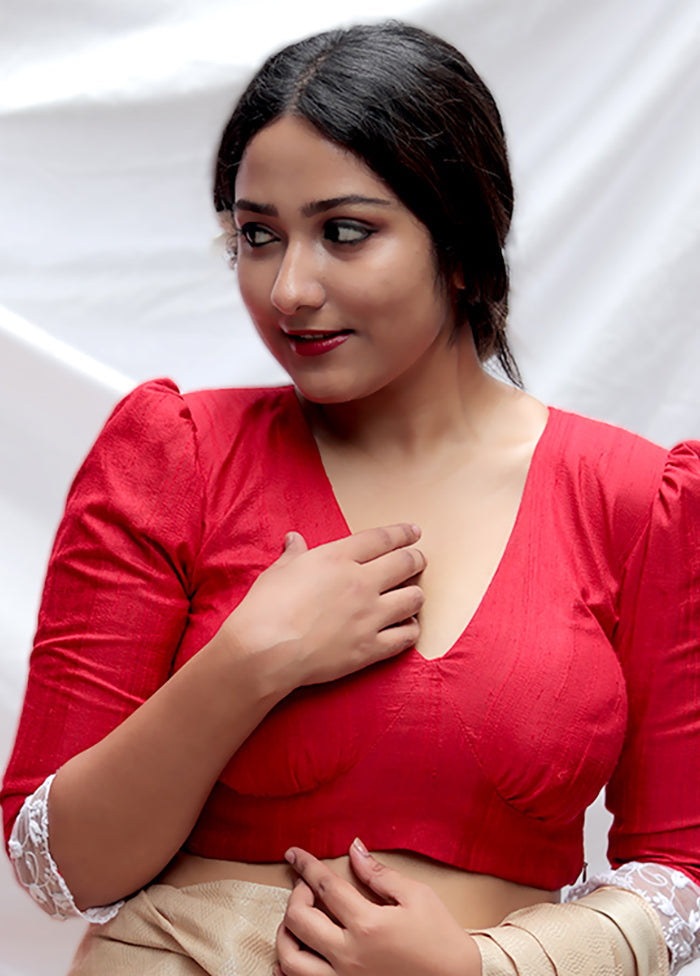 Red Silk Designer Blouse