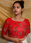 Red Silk Designer Blouse