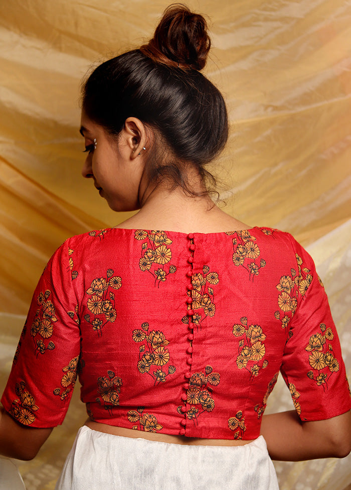 Red Silk Designer Blouse