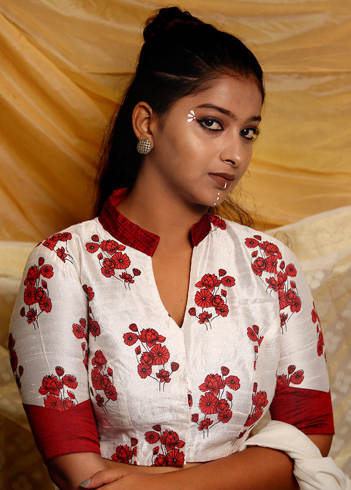 White Silk Designer Blouse
