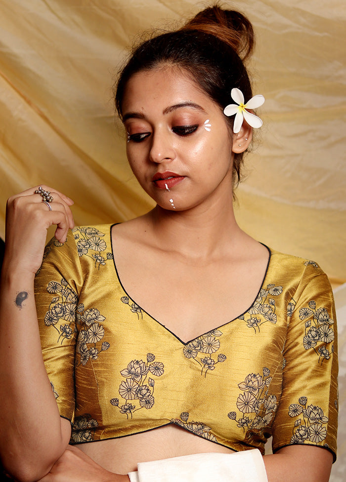 Mustard Yellow Silk Designer Blouse