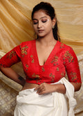 Red Silk Designer Blouse