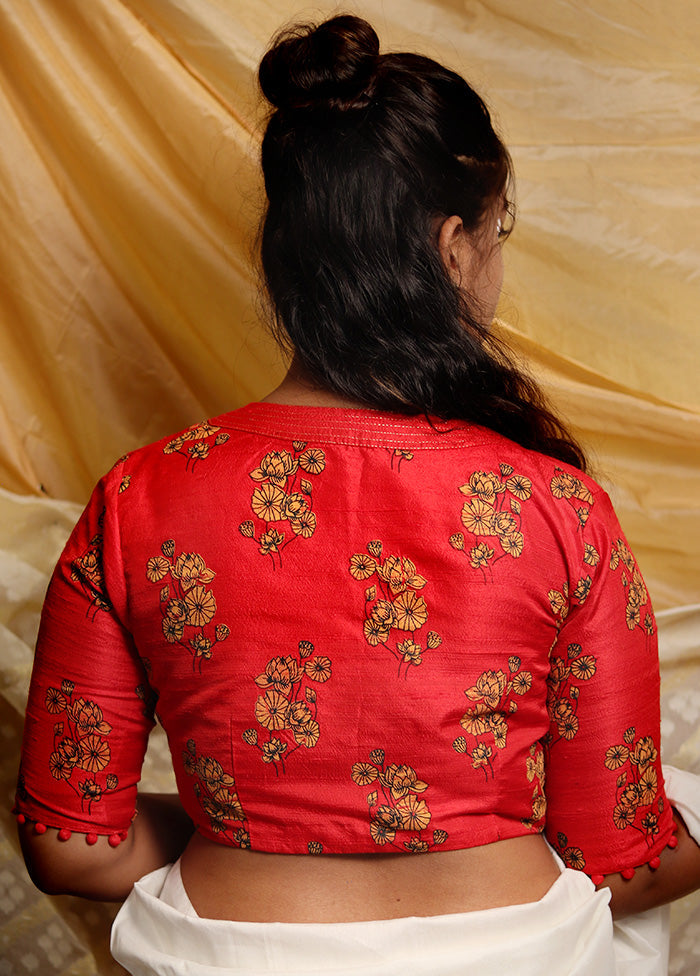 Red Silk Designer Blouse