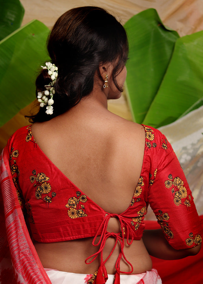 Red Silk Designer Blouse