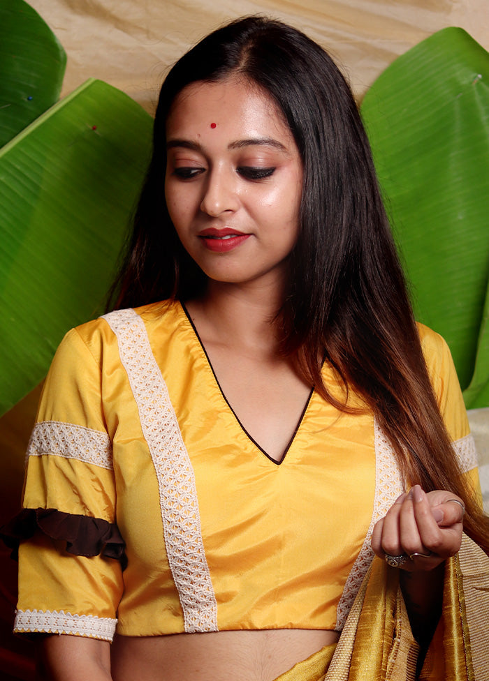 Yellow Silk Designer Blouse