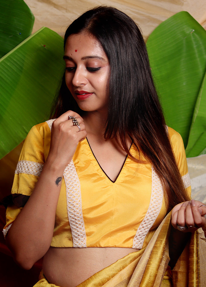 Yellow Silk Designer Blouse