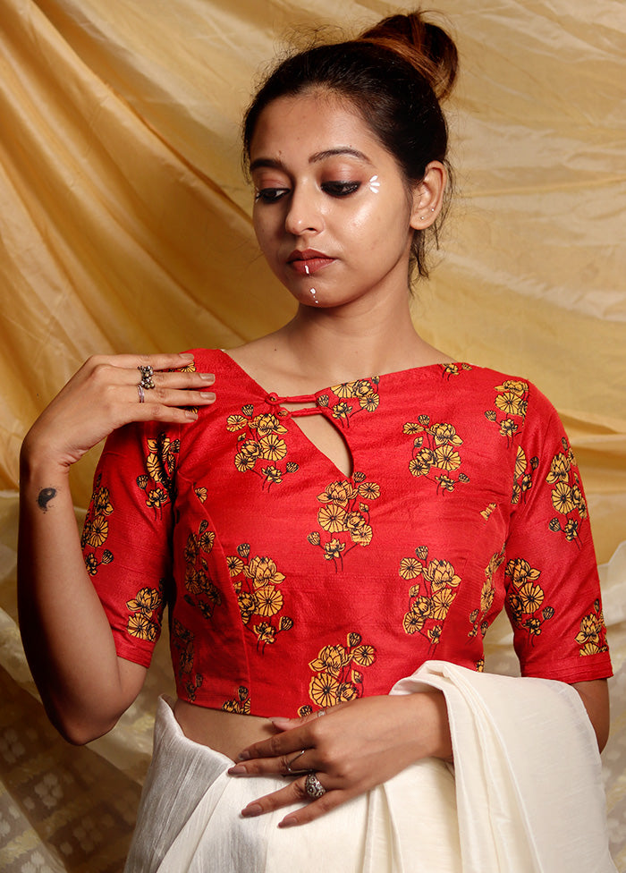 Red Silk Designer Blouse