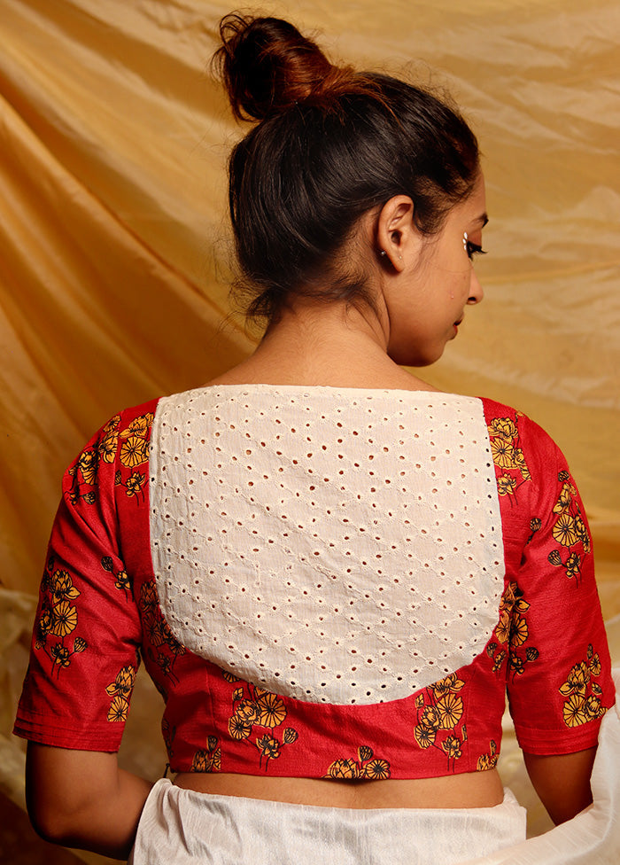 Red Silk Designer Blouse