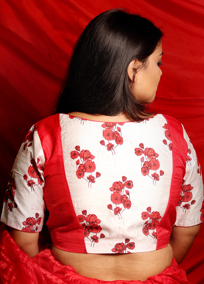 Red Silk Designer Blouse