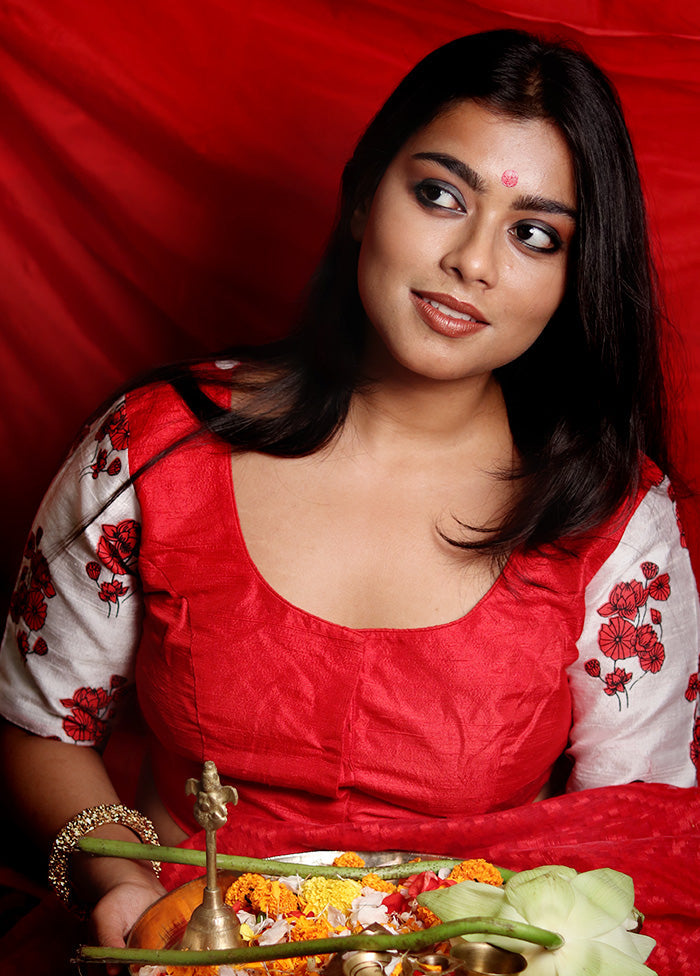 Red Silk Designer Blouse