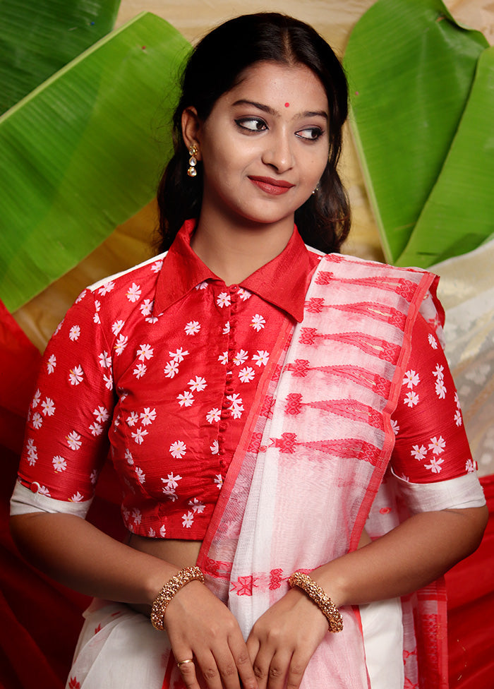 Red Silk Designer Blouse