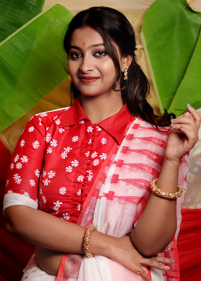 Red Silk Designer Blouse