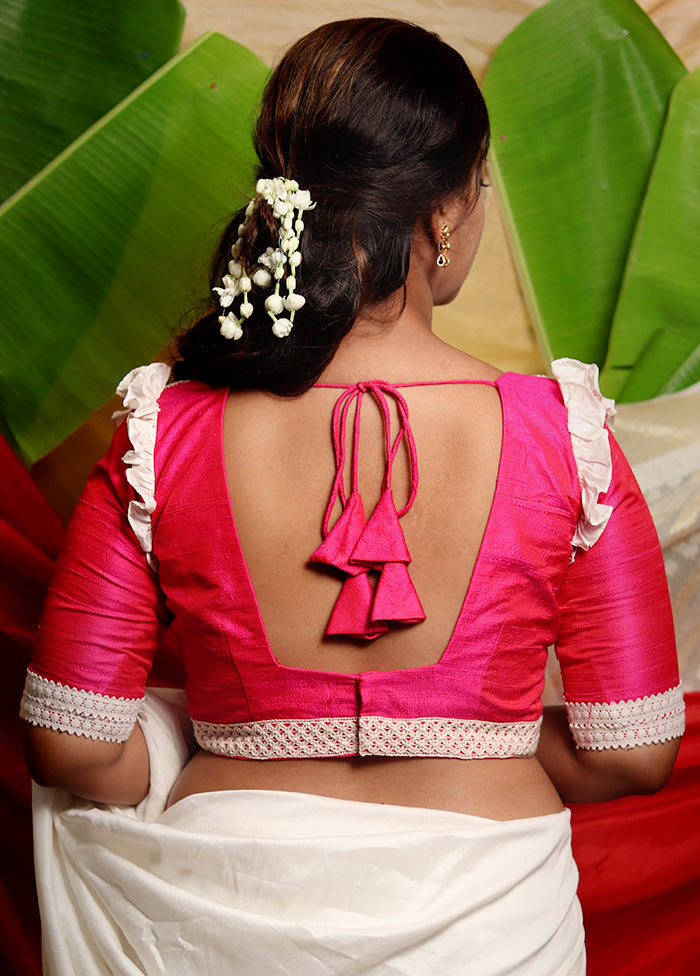 Fuchsia Pink Silk Designer Blouse
