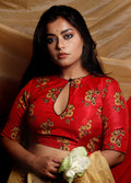 Red Silk Designer Blouse