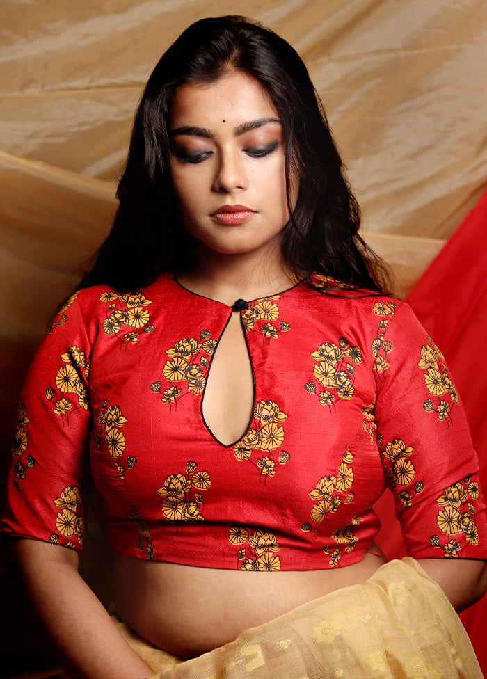 Red Silk Designer Blouse
