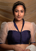 Navy Blue Silk Designer Blouse