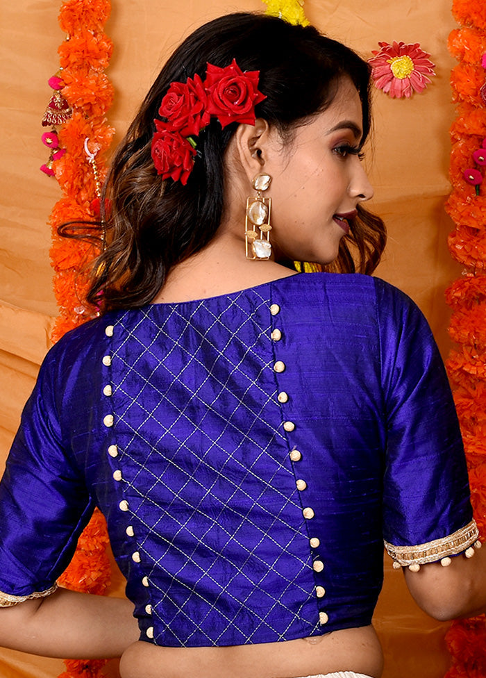 Blue Silk Designer Blouse