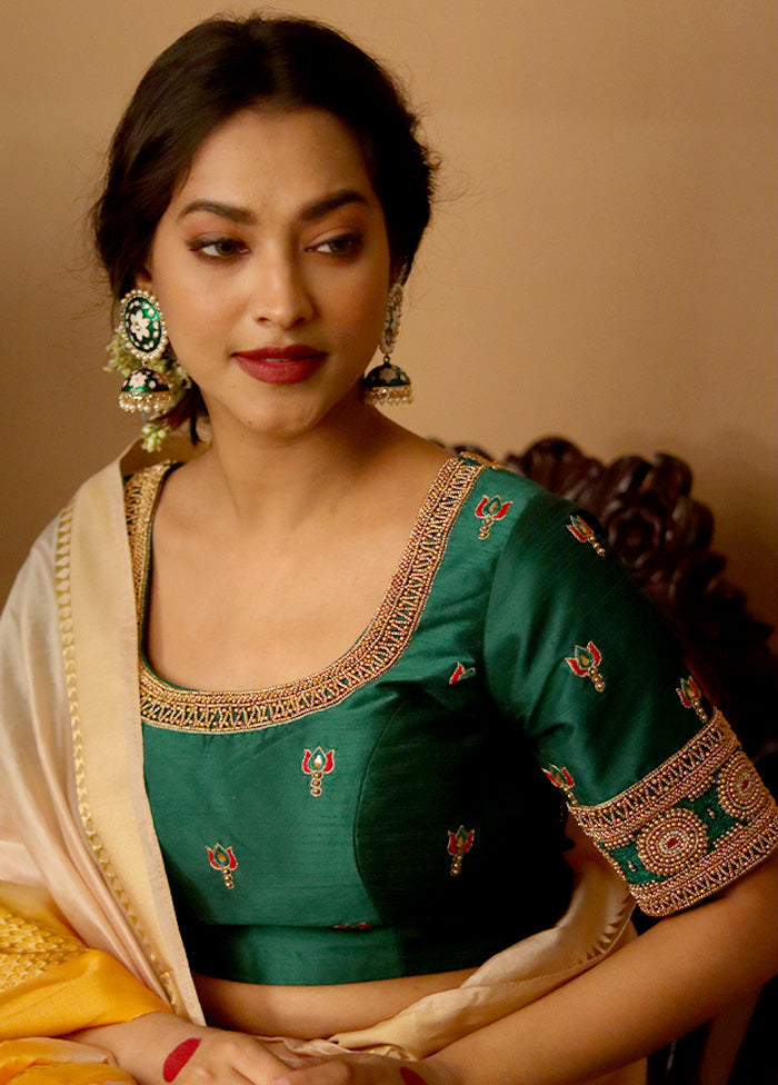 Green Silk Designer Blouse