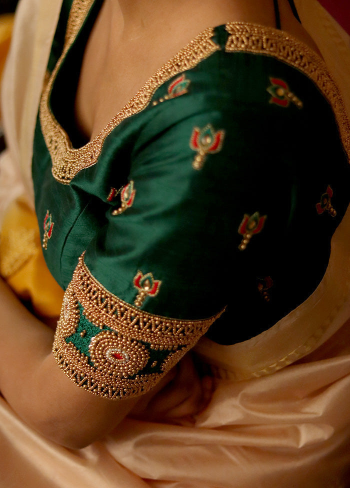 Green Silk Designer Blouse