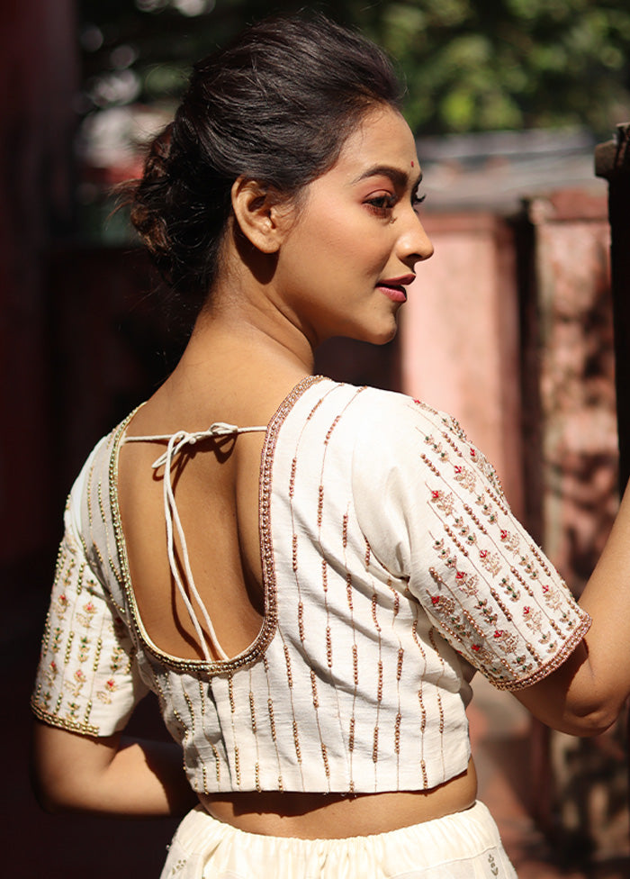 White Silk Designer Blouse