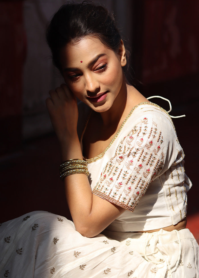 White Silk Designer Blouse