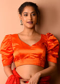 Orange Silk Designer Blouse