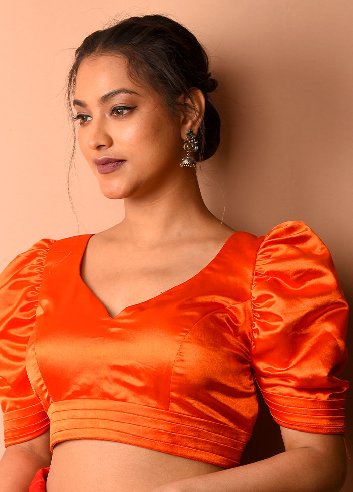 Orange Silk Designer Blouse