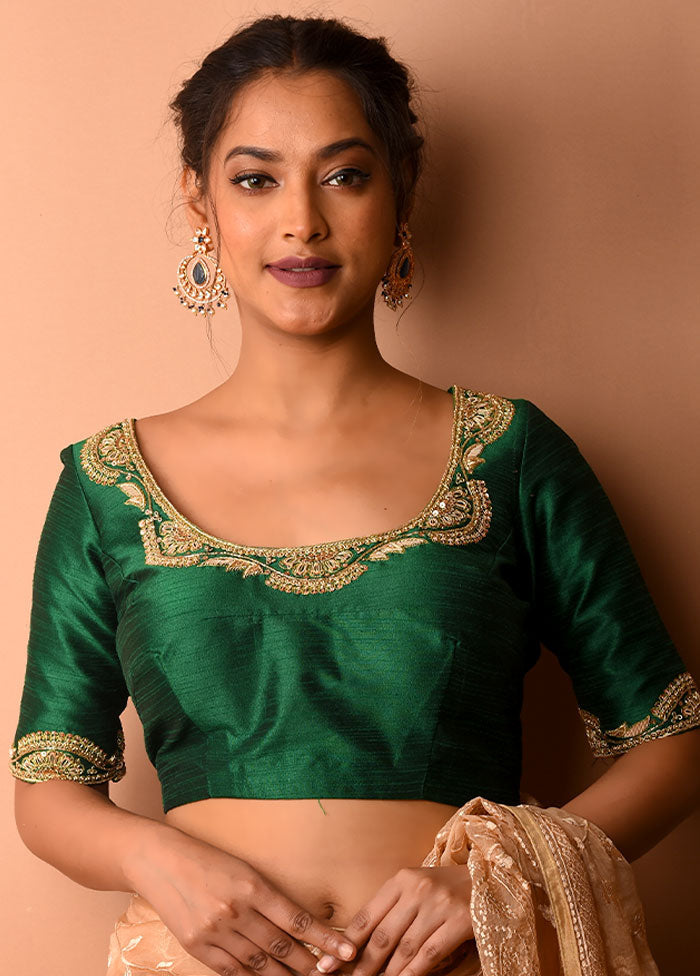 Green Silk Designer Blouse