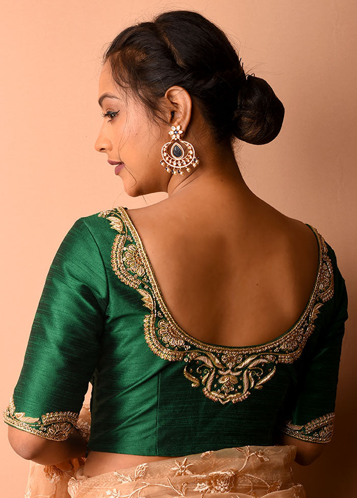 Green Silk Designer Blouse