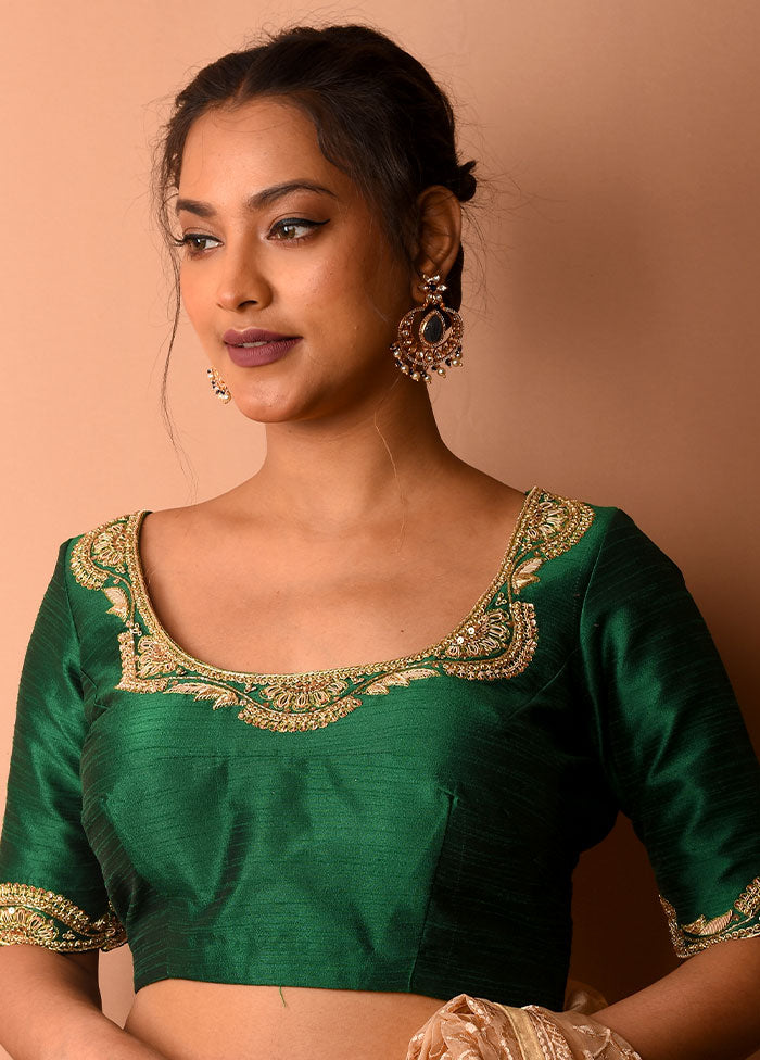 Green Silk Designer Blouse