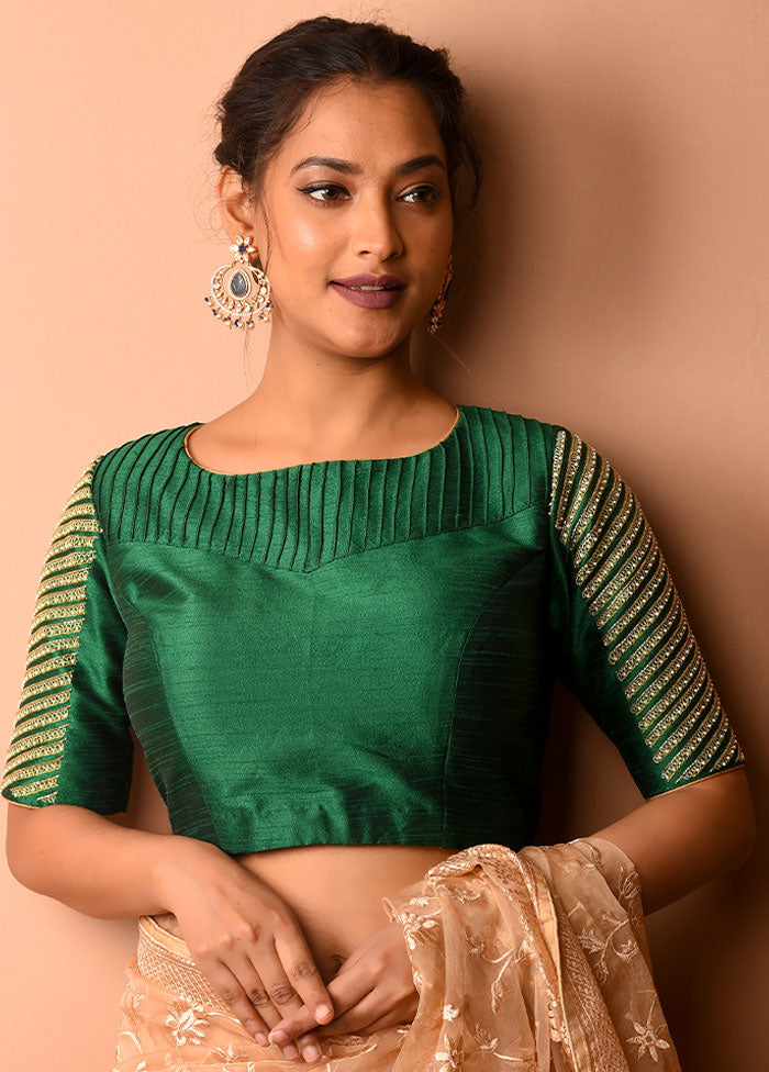 Green Silk Designer Blouse