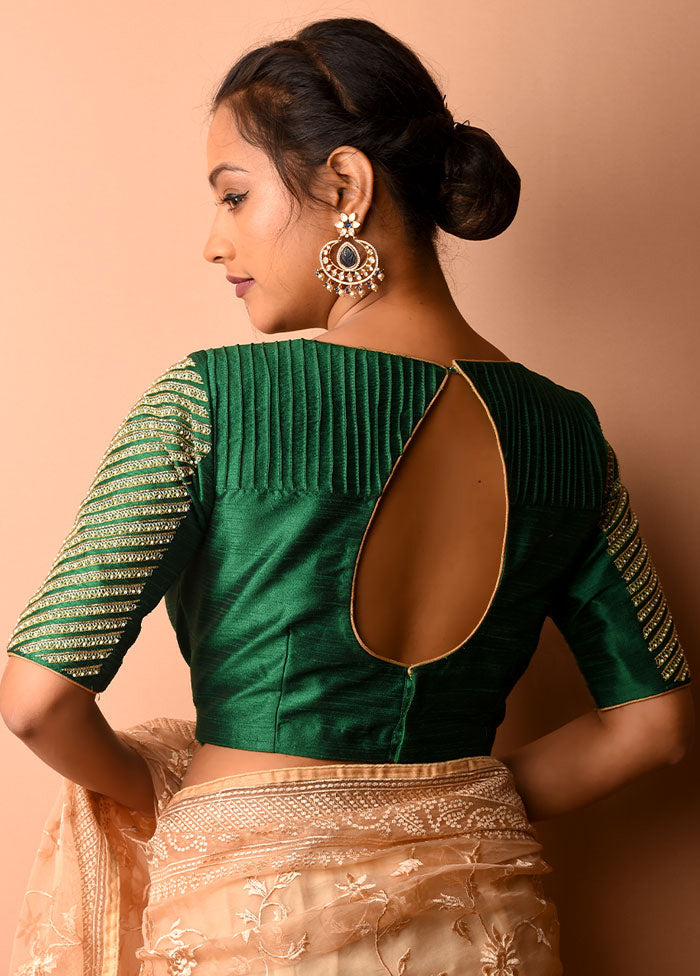 Green Silk Designer Blouse