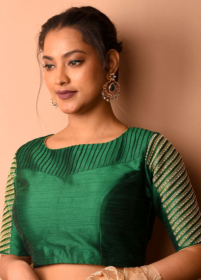 Green Silk Designer Blouse