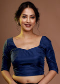 Dark Blue Silk Designer Blouse
