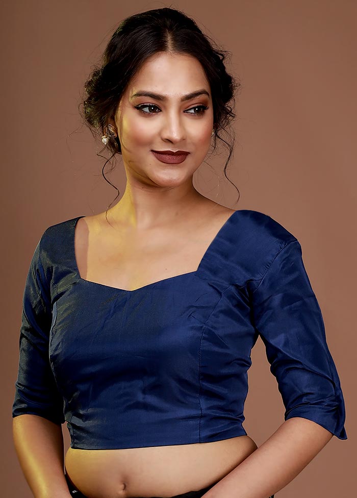Dark Blue Silk Designer Blouse