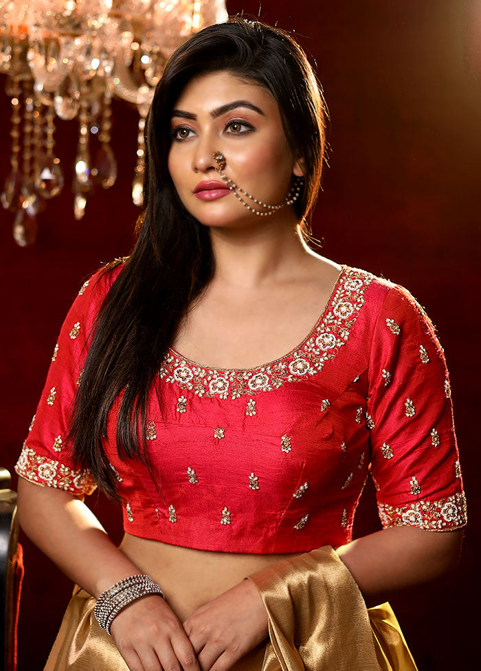 Red Moti Work Silk Designer Blouse