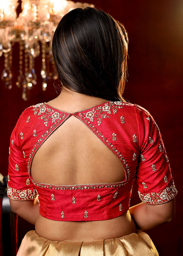 Red Moti Work Silk Designer Blouse