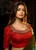Red Beaded Work Silk Designer Blouse