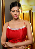 Red Dupion Silk Designer Blouse