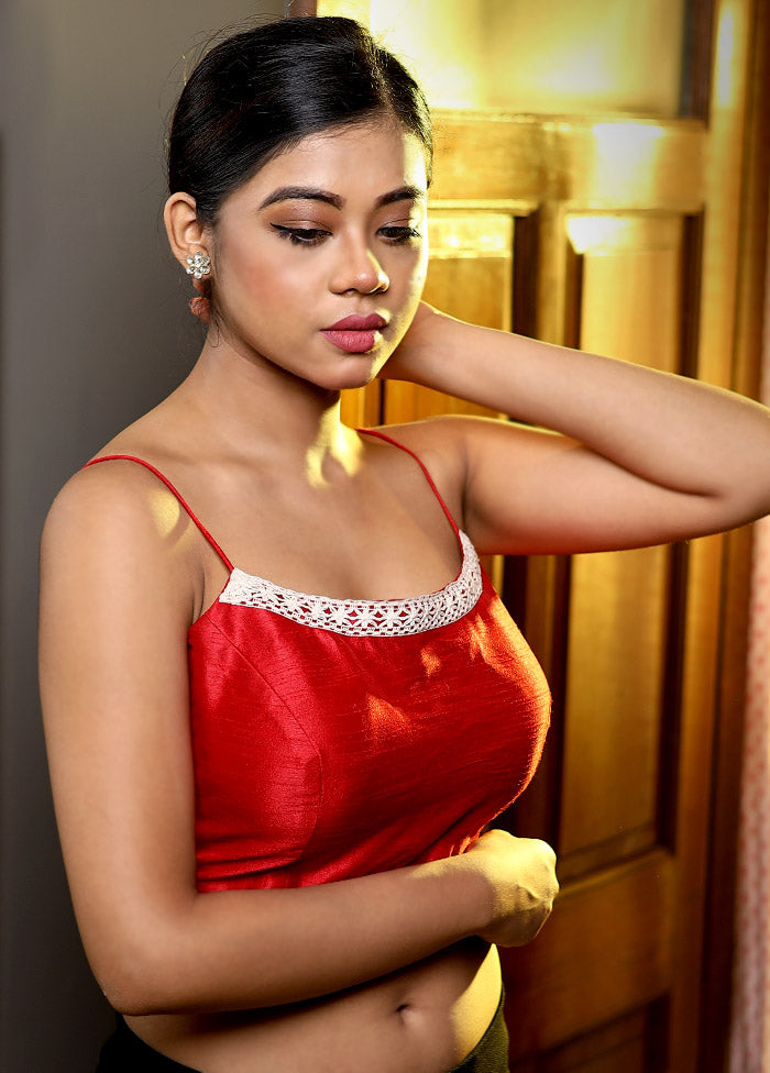 Red Dupion Silk Designer Blouse