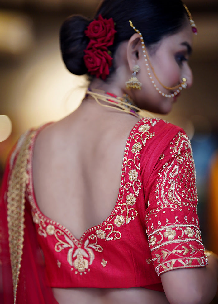 Red Zardosi Work Silk Designer Blouse